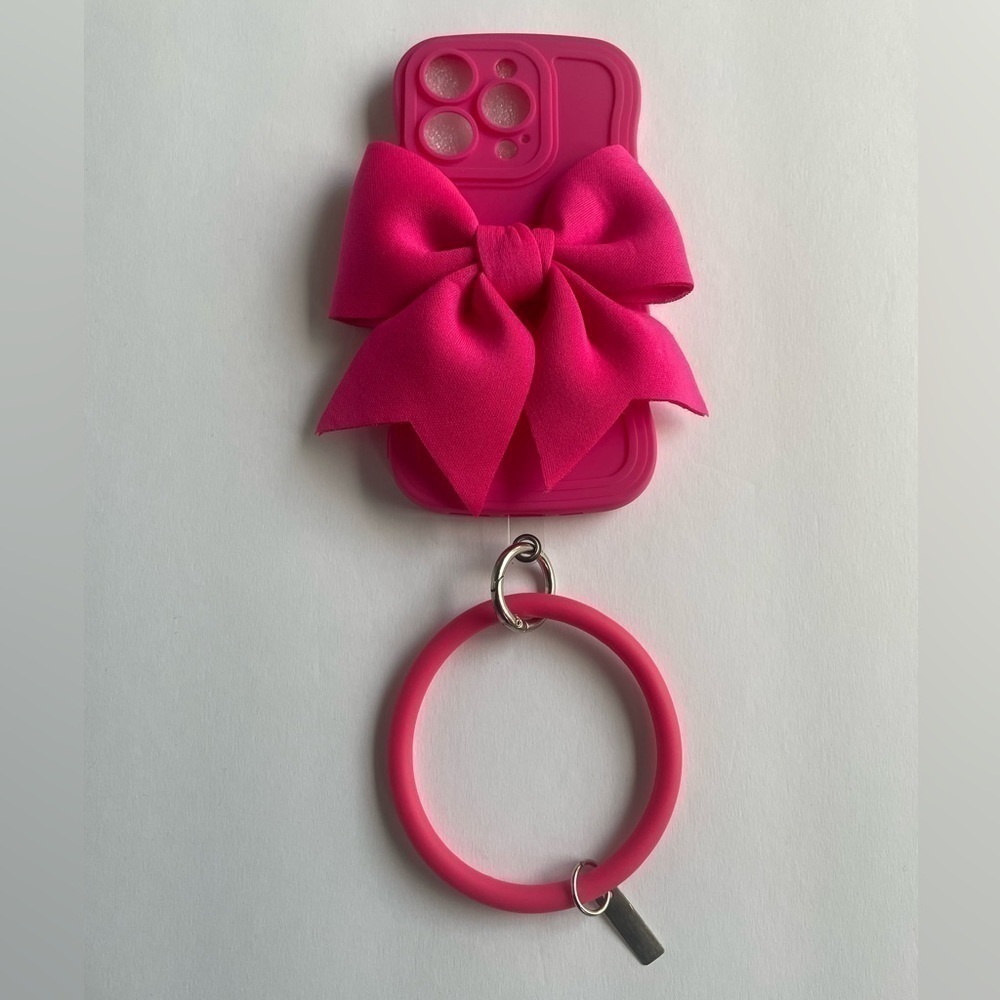 Elegant Pink Ribbon with Wrist Ring iPhone 14 Pro 3D Case